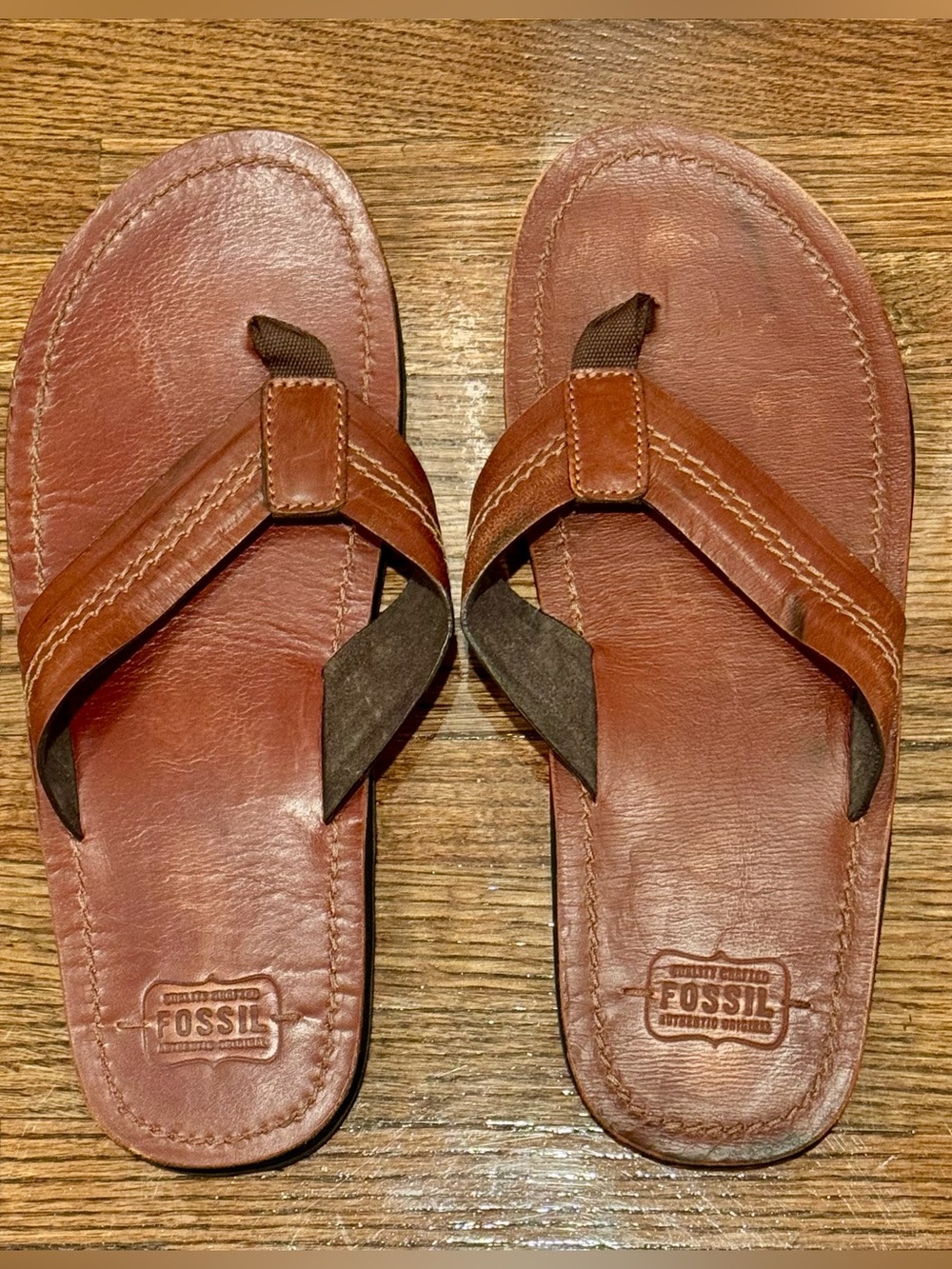 Men’s Fossil Brown Flip Flop Sandals - Size 12-13